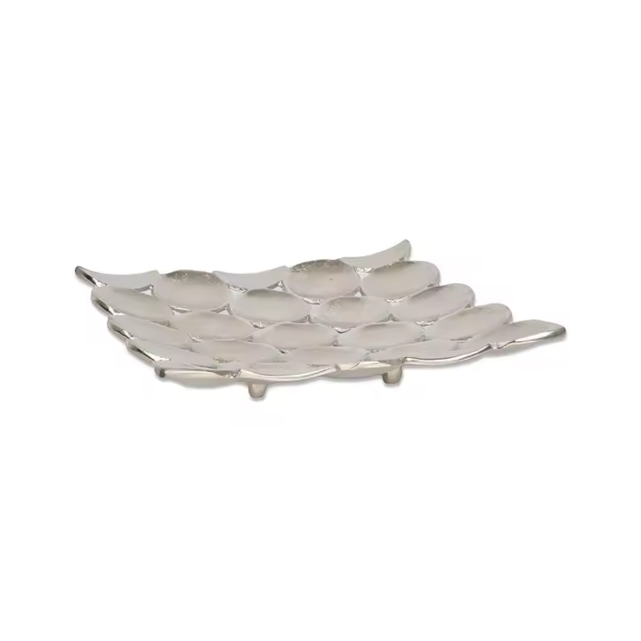 Centro de Aluminio Plateado 30cm Decorado Circulos Rose - Presume de Casa - 1