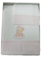 Juego de Sábanas de Cuna Coralina Baby Pecas - Diseño de Ositos y Estrellas, Coralina Extrasuave 100% Poliéster, Fabricado en Europa Mommata - details 3