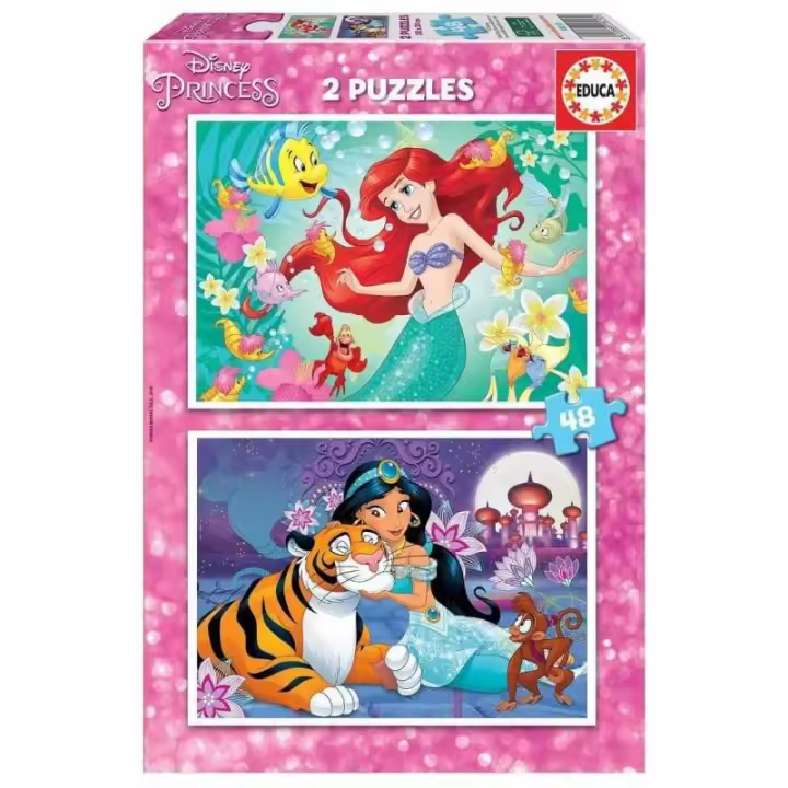 Educa Rompecabezas Disney 2x48 Ariel y Jasmin para Niños +3 Años - 1