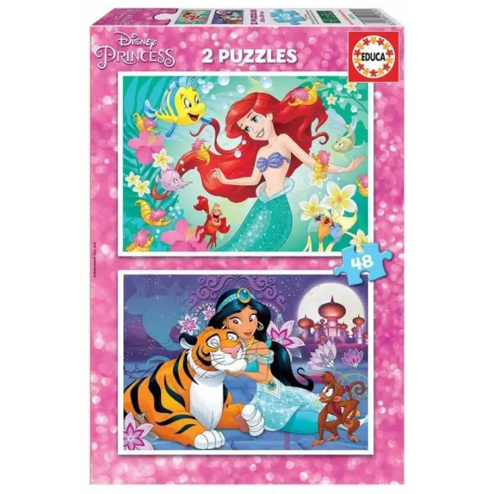 Educa Rompecabezas Disney 2x48 Ariel y Jasmin para Niños +3 Años - 1