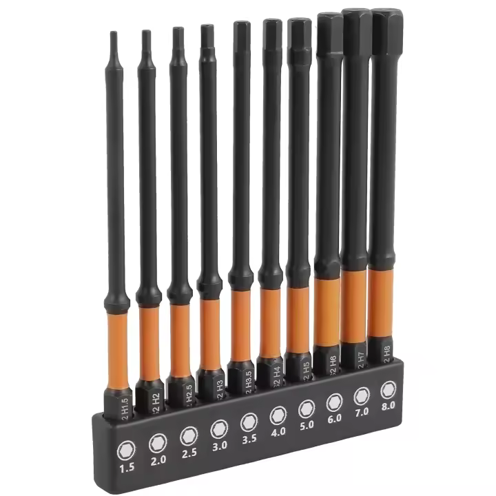 Juego De 10/20 Piezas De Bits Hexagonales De Impacto S2 Alloy Steel Con Punta Magnética Para Taladro 1/4 Pulgada SAE Y Metrico Para Taladro - 1