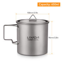 Lixada Taza De Agua Ultraligera De Titanio Con Manija Plegable Para Exteriores 300/350/550/650ml/750ml Ideal Para Picnics Y Uso En La Mesa - details 13