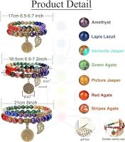 Pulseras de chakras para mujer: pulsera de cristales para mujer, piedras preciosas naturales, pulsera de yoga y Reiki: un juego de pulseras dobles - details 0