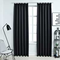 vidaXL Cortinas Opacas con Ganchos 2 Piezas 140x225 cm Decoración Visillo Color Azul,  Gris,  Antracita y mas - details 4