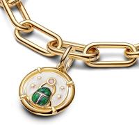 PANDORA Medallón de escarabajo ME, Plata de Legislación con aleación de metal Chapado en oro y circonitas, compatible con Plumas ME y Moments, 763413C01, Talla única, Plata de Lei, Circonita cúbica, viene con Caja original. - details 1
