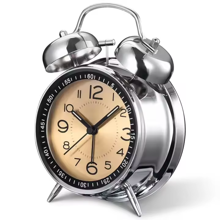 Reloj despertador Silencioso A5 para Mesita de Noche, 4 ", estilo Retro Vintage con dos Campanas, para personas que son profundas, para niños y para dormitorios. Cuarzo analógico, funciona con Pilas - 1