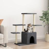 vidaXL Rascador para Gatos con Postes de Sisal Árbol Torre de Escalada Color Crema,  Gris claro,  Gris oscuro y mas - details 2