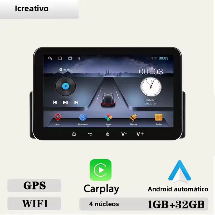 Reproductor Multimedia Inteligente Para Coche Universal 1Din Pantalla Táctil De 7'' WiFi Navegación GPS FM Estéreo Con Wireless Carplay Y Android Auto - 1