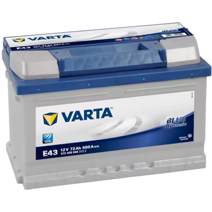Batería de Coche Varta E43 Blue Dynamic 12V 72Ah 680A - Potencia y Fiabilidad para tu Vehículo - 1