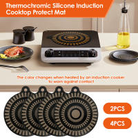2/4Pcs Almohadilla De Aislamiento Para Cocina Inducción Con Diseños Cambiantes De Color Tapete Protector De Estufa Resistente Al Calor Cubiertas De Horno Modernas Silicona - details 0