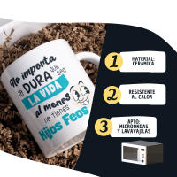 DEREGALOOS Taza Día del Padre | Regalos Originales Para Hombre | Taza de Café con Frase Divertida Para Papá | Apta Para Microondas y Lavavajillas | No Importa lo Dura que Sea La Vida. - details 1