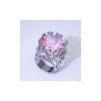 Andara  Sterling Silver Ring Inlaid Pink Crystal Zircon Exaggerated Ring For Woman Wedding Jewelry Gift - details 3