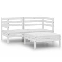 vidaXL Conjunto de muebles de jardín 3 piezas madera maciza pino en color Gris/Blanco | almacenamiento funcional diseño moderno para baño dormitorio sala - details 1