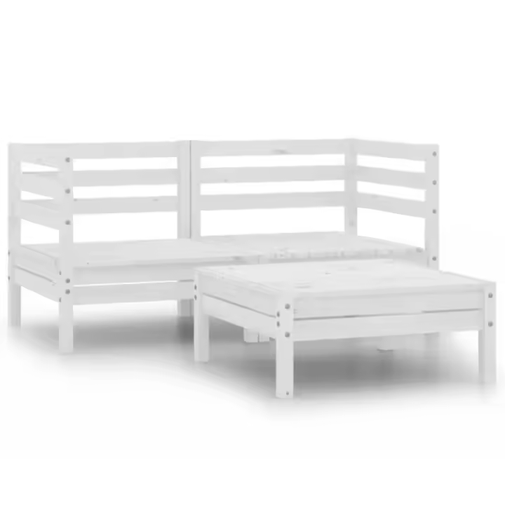 vidaXL Conjunto de muebles de jardín 3 piezas madera maciza pino en color Gris/Blanco | almacenamiento funcional diseño moderno para baño dormitorio sala - 1