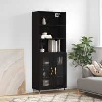vidaXL Aparador alto madera contrachapada negro 69,5x34x180 cm - details 0