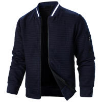 Chaqueta De Manga Larga Para Hombre Con Cuello Erguido Y Cremallera Estilo Casual Chaqueta De Patoche Con Patrón Cuadriculado - details 12