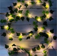 Cadena De Luces De Hojas Verdes Falsas 2M Con 20 LED Luz De Navidad Impermeable Y Alimentada Por Batería Para Decoración De Pared Y Casa - details 8
