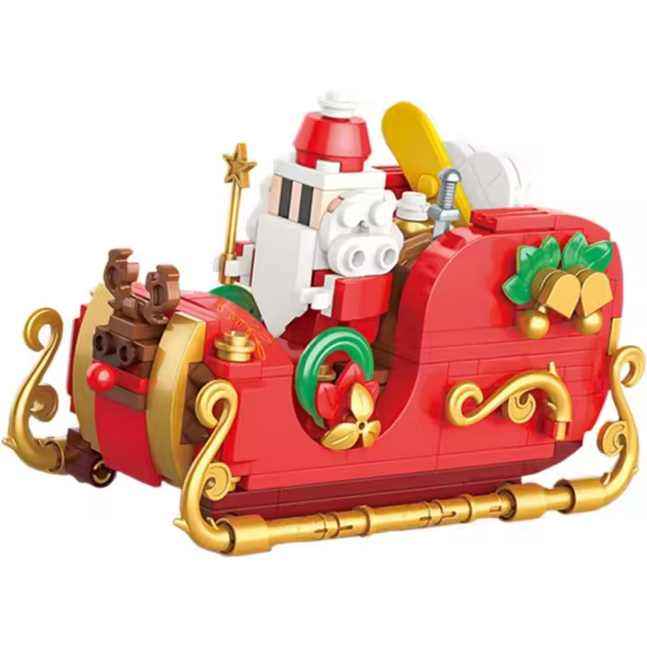 Bloques de construcción navideños, Juego de Bloques de construcción, Juguetes, Kit de Juguetes de Bloques de Bricolaje para niños de 6, 7, 8 y 9 años, Feliz Trineo - 1