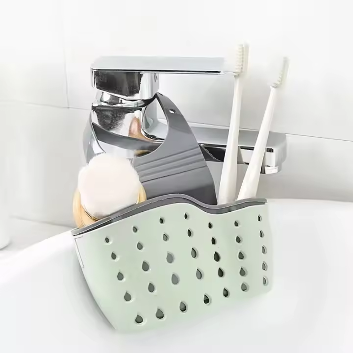 Organizador De Cocina Ajustable Con Snap Para Fregadero Soporte Para Esponja Y Cesta De Drenaje Colgante Herramientas De Cocina - 1