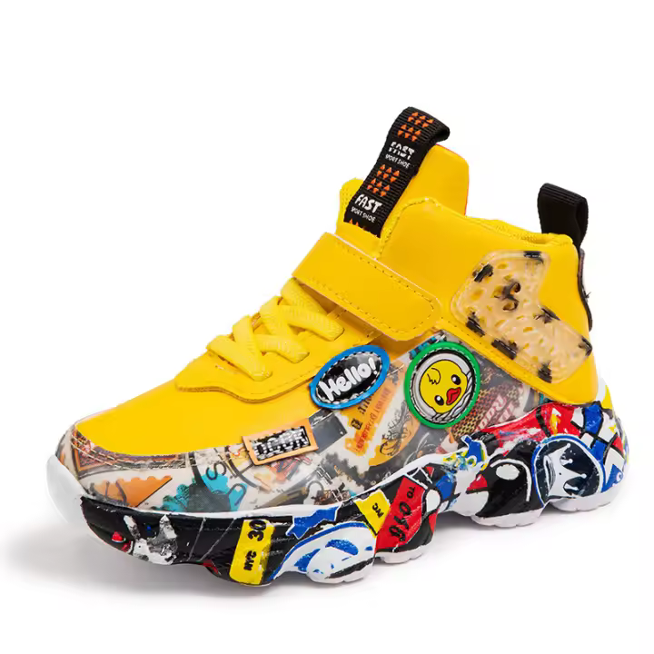 Zapatillas Deportivas Para Niños Y Niñas Tallas 26-36 Dibujos De Graffiti Casual Compras En Línea Antideslizantes PU Suela De Goma Adecuadas Para Baloncesto Y Uso Diario - 1