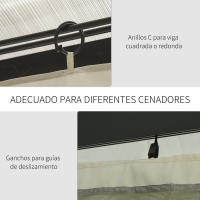Outsunny 4 Paredes Laterales para Cenador 302x205 cm/352x205 cm Laterales para Gazebo Universal con 40 Ganchos y Anillos en C para Pérgola Carpa - details 3