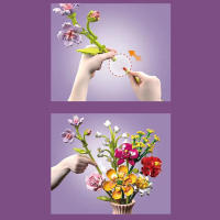Bloques De Construcción De Bouquet De Flores Eterna Rosa Y Girasol Modelo De Planta Con Vaso Juguete DIY Para Niños Regalos Creativos Decoraciones De Escritorio - details 1