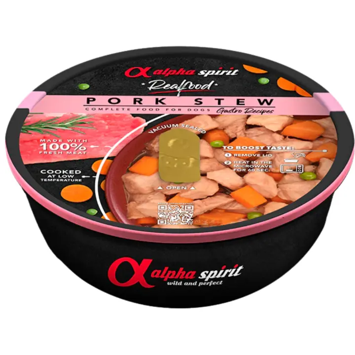 Alpha Spirit Real Food Estofado de Cerdo para Perros - 280g  Estofado de Cerdo para Perros Alpha Spirit - Alimento Real de Primera Calidad, 280g PACK - 1