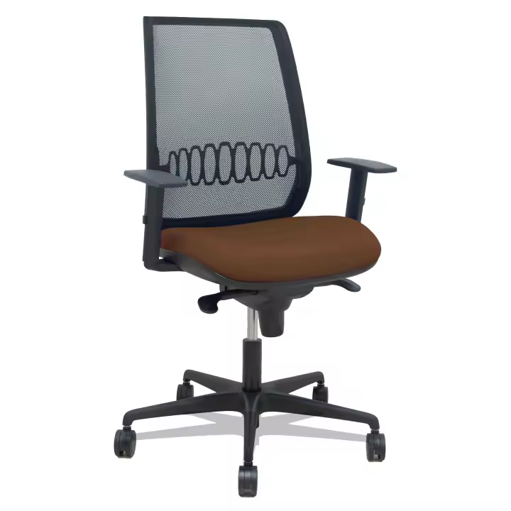 Silla Alares sincro malla negra bali marrón oscuro brazo regulable - 1