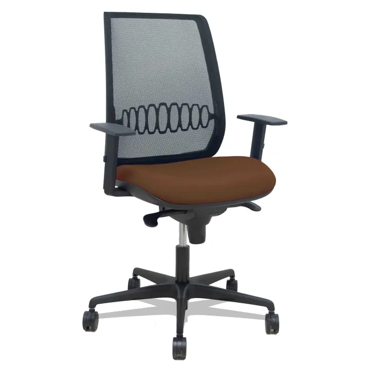 Silla Alares sincro malla negra bali marrón oscuro brazo regulable - 1