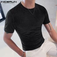 Camiseta Estilo Casual Para Hombres INCERUN Tees De Moda Con Cordón Cuello Redondo Estirable Tallas S-3XL Para Fiestas Y Mostrados - details 2