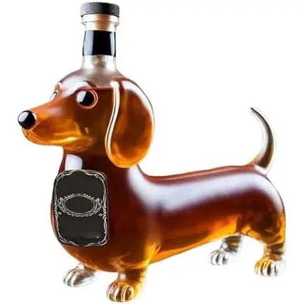Botella de whisky con forma de perro salchicha, divertida estatua de perro salchicha de cristal, decantador de perro salchicha para decoración de bar, hogar y oficina, regalo para hombres amantes del whisky (B) - 1