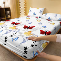 Sábana Ajustada Moderna Y Sencilla Con Estampado De Plantas Flores Y Mariposas Mate Para Dormitorio Sin Almohadillas Ni Fundas De Cojín - details 2