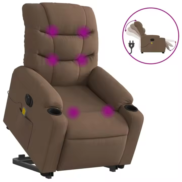 vidaXL Sillón de masaje eléctrico reclinable elevable tela Gris claro, Gris oscuro, Negro Sillon Dormitorio Sillon Comodos Silla Relax Sillón Sofá - 1
