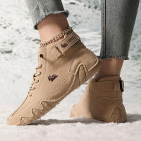 Botas De Invierno Para Mujer Impermeables Cómodas Y Calientes Con Peluche De Lana Microfibra De Cuero Botas Cortas Casuales - details 3