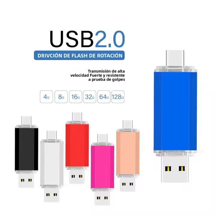 USB 2.0 Stick De Memoria 128GB 64GB 32GB 16GB Tipo-C Alta Velocidad Para Smartphone Regalo De Negocio U Disquete Multifuncional - 1