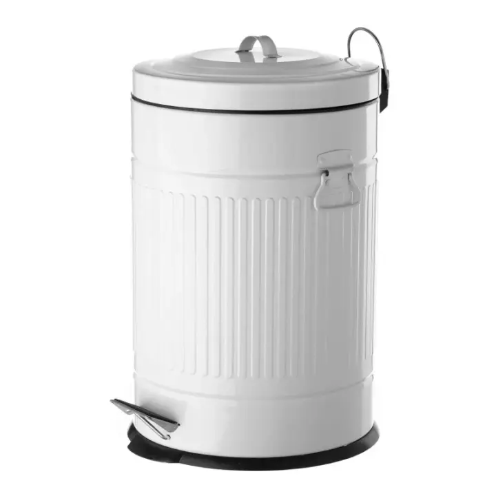 Dcasa - Cubo de basura para cocina - Papelera blanca de acero de 20 litros - 1