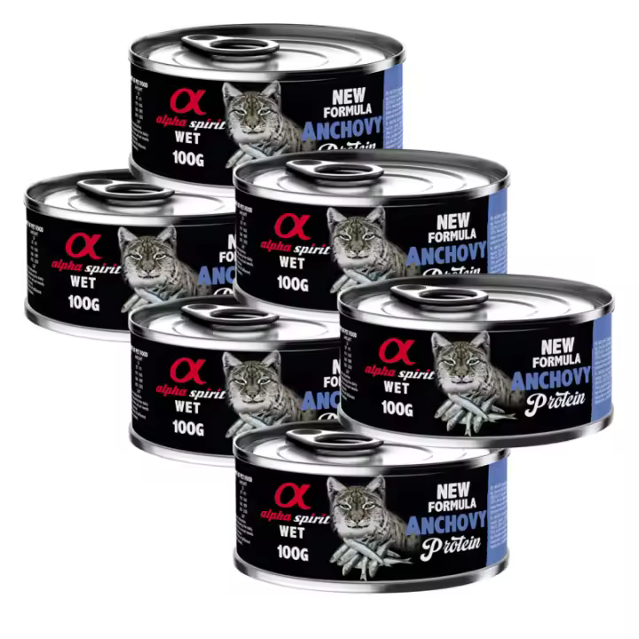 Alpha Spirit Comida Húmeda para Gato en Lata Sabor Boquerón – Natural, Completa y Sin Cereales - 1