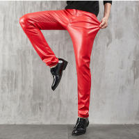 Pantalones De Cuero Para Hombre Ajustados Con Stretch Moda Para Fiestas Y Baile Pantalones Finos De PU Eco-amigable - details 0
