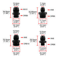 Adaptador Macho AN6 6AN Negro ORB-6 /-10 /-10 Juego De Frenado a AN8 8AN AN1010/ 6061-T6 Aluminio Accesorios De Coche - details 1