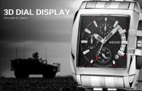 Reloj De Pulsera De Lujo Para Hombres MEGIR De Acero Inoxidable Cuarzo Emprendedor Con Dial Grande Luminoso Cronógrafo Resistente Al Agua Estilo Business - details 8