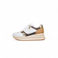 Zapatillas de cuña para vestir con decoración de cremallera color blanco negro y verde combinados con el dorado JF3547 - details 7