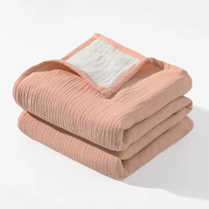 Manta para bebé de crepé de dos colores de 4 capas INS, edredón de algodón puro, suave y cómoda - 1