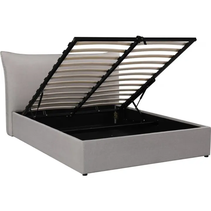 Cama doble con almacenaje "Megeve" 160 x 200 cm - Gris - 1