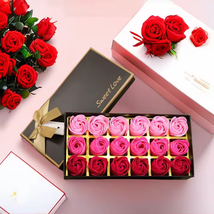 18Pcs/box Rosas Eternales En Caja De Regalo De Flores Artificiales Para Decoración Del Salón Fiesta Cumpleaños Creativo Sin Perfume Originales En Zhejiang - 1
