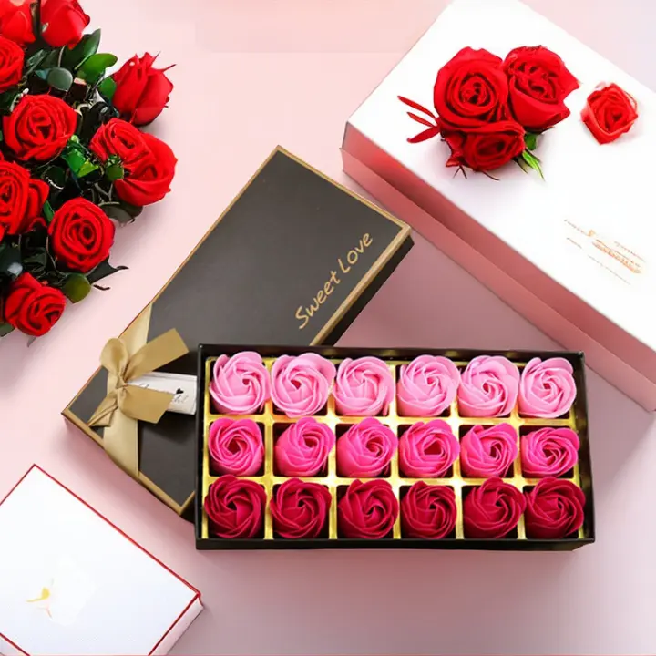 18Pcs/box Rosas Eternales En Caja De Regalo De Flores Artificiales Para Decoración Del Salón Fiesta Cumpleaños Creativo Sin Perfume Originales En Zhejiang - 1