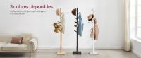 VASAGLE Perchero, Perchero de Madera Maciza, Perchero de Pie con 8 Ganchos para Abrigo, Sombrero, Bolso, Cartera, para Entrada, Pasillo, Ganchos y Mástil de Madera de Caucho, Negro Tinta/Beige Natural/Blanco Nube - details 0