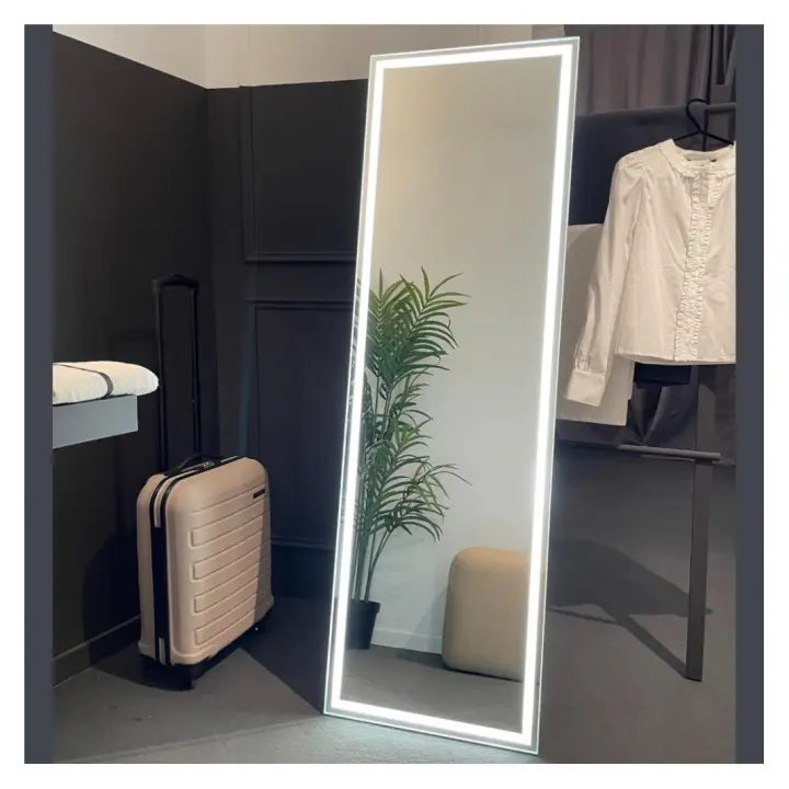 APLIKE BATHROOM LIGHTING - Modelo París | Espejo de Cuerpo Entero con Luz LED Neutra (4000K) - 50 x 160 cm - Espejo Rectangular, de Pie o Pared para Habitación, Salón o Baño - Fácil Instalación - 1