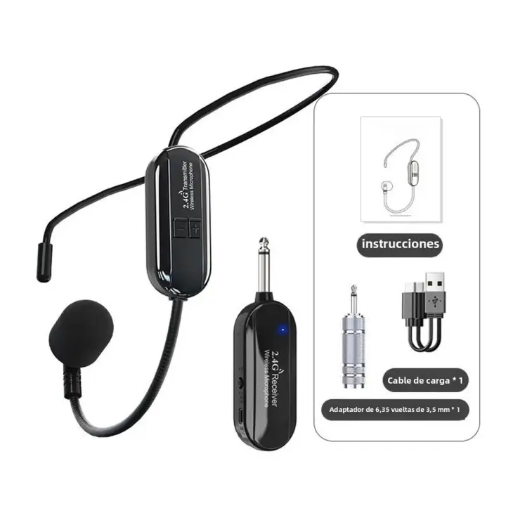 Kit De Micrófono Inalámbrico 2.4G Con Auricular Para Amplificador De Voz Y Altavoz Estudio Profesional De Conferencia Y Escenario - 1