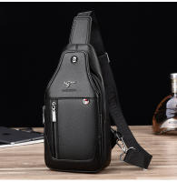 Bolso De Hombro Para Hombre De Cuero Lujo Estilo Vintage Bolsa De Pecho Negocios Casual Bolsa De Hombro Con Cierre De Cremallera - details 1