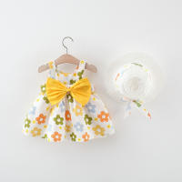 Ropa De Bebé Para Verano Vestido De Playa De Algodón Con Suspensión Para Niña + Sombrero De Sol Vestido De Princesa 2 Piezas - details 6